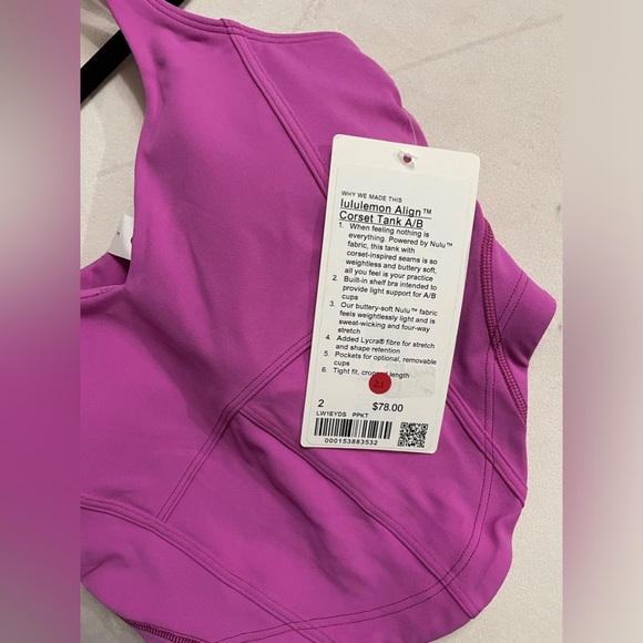Lululemon NEW Align Corset Tank Top Light Support A/B cup Maroon Pink Size 2 - Picture 6 of 6